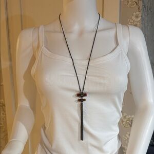 French Connection Black and Brown Pendant Necklace